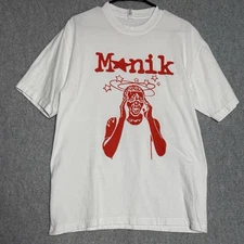 Los Angeles Apparel Munik Shirt Mens Size Medium White Red Graphic Tee 6.5 Ounce