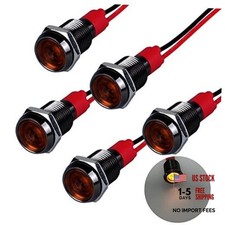 5 Pcs 12V-24V 20mA Energy Saving LED Indicator Light Aluminium 10mm Yellow