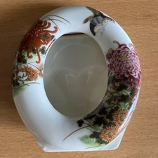 Mini SHIBATA Japan Asian floral chrysanthemum bird porcelain photo picture frame