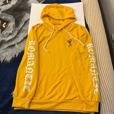 ROMANTIC Rose Yellow Hoodie Men's M  Unisex Lightweight Streetwear Pullover