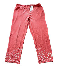 Chico's NWT Size 2 55 Weekends Cheetah Pigment-Dye Pants Melon Mambo