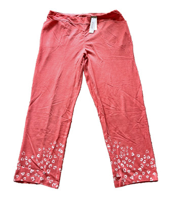 Chico's NWT Size 2 $55 Weekends Cheetah Pigment-Dye Pants Melon Mambo