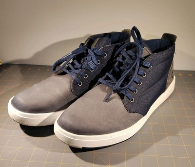 Timberland Davis Square Chukka Boots Mens 10 Blue Leather Canvas Shoes A1SF3