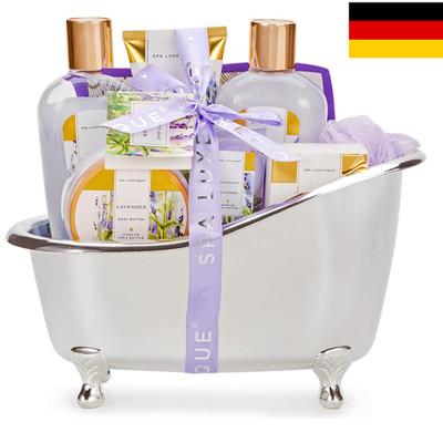 SPA LUXETIQUE Bade Geschenkset für Frauen - 8tlg Lavendelduft Wellness Set für