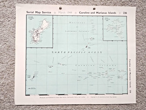 Caroline and Marianas Islands - 1944 Vintage WW2 Serial Map Service Map