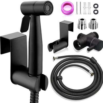 Bidet Handbrause Edelstahl schwarz mit G1/2 Ventil Universal Bidet Sprayer fü...