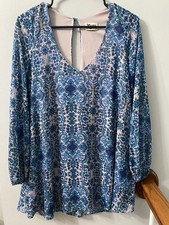 Show Me You Mumu Women’s Tunic Mini Dress Bell Sleeves Blue Lavender XS