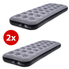 2 x Camping Airbed Flocked Inflatable Mattress Single Blow Up Air Bed - Grey