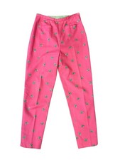 Vtg LILLY PULITZER Size 6 Pink Ankle Pants Embroidered Bumblebee Bees High Waist