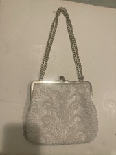 Vintage Antique White Beaded Purse Bag La Regale LTD