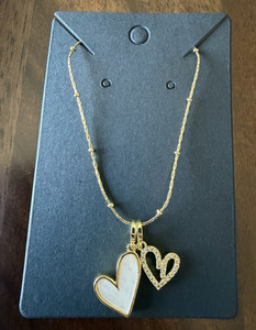 Authentic 18K Gold Plated Double Heart Inlaid Zirconia Necklace