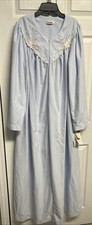 L NWT Vintage Shadowline Robe Pockets Front Half Zip Blue Polyvelva Fabric