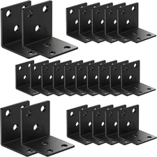 25Pack 1.5'' L Right Angle Brackets with Slot 2 MM Thickness Black Stainless ...