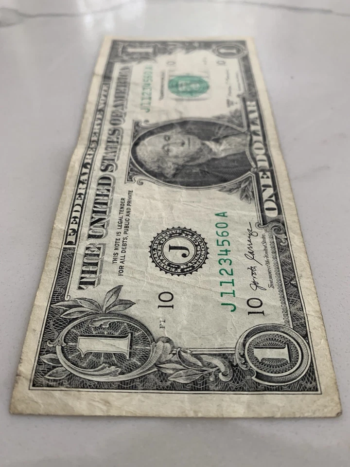 $1 BILL - Ascending Partial Ladder True Run of 6 Digits + Wrap Around ONE DOLLAR - Image 3 of 4