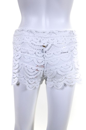 PilyQ Womens Mid Rise Drawstring Lace Cover Up Shorts White Size XS/S - Bild 3 von 5