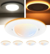CLOUDY BAY [4 Pack] 6 inch 5 Color Swivel LED Gimbal Recessed Light White 