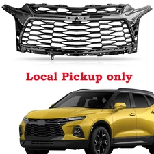 FIts 2019-2021 Chevrolet Blazer RS Front Upper Gloss Black w/Grey Chrome Grille