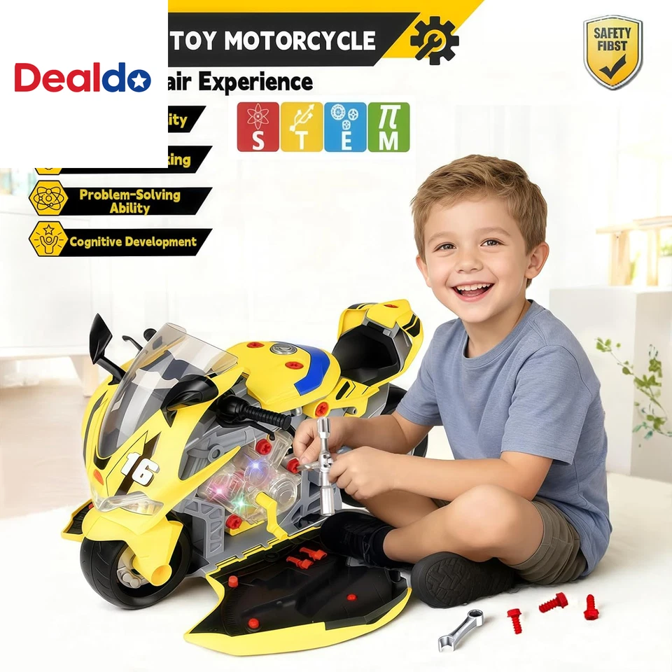 Juego de reparación mecánica para niños juguetes de motocicleta para desmontar 3-5, interactivo Foto 3 de 4