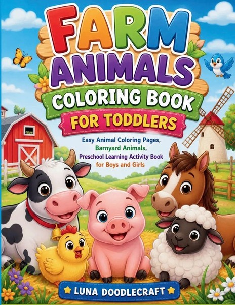 Luna Doodlecraft | Farm Animals Coloring Book For Toddlers | Taschenbuch (2026)-image