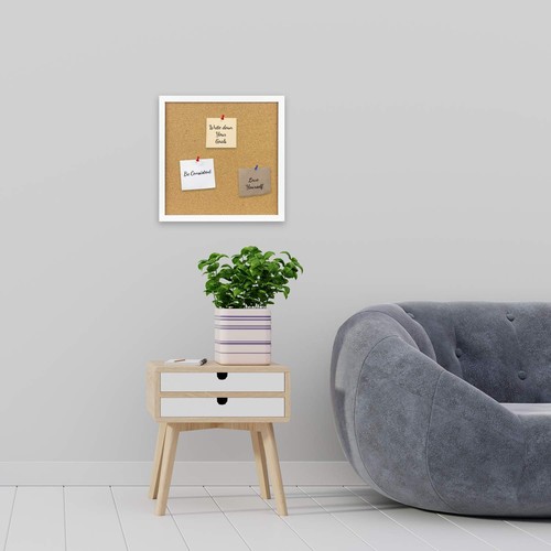 Cork Bulletin Board 12"X 12" Square Wall Tile , Modern White Framed Board For... - Picture 7 of 8