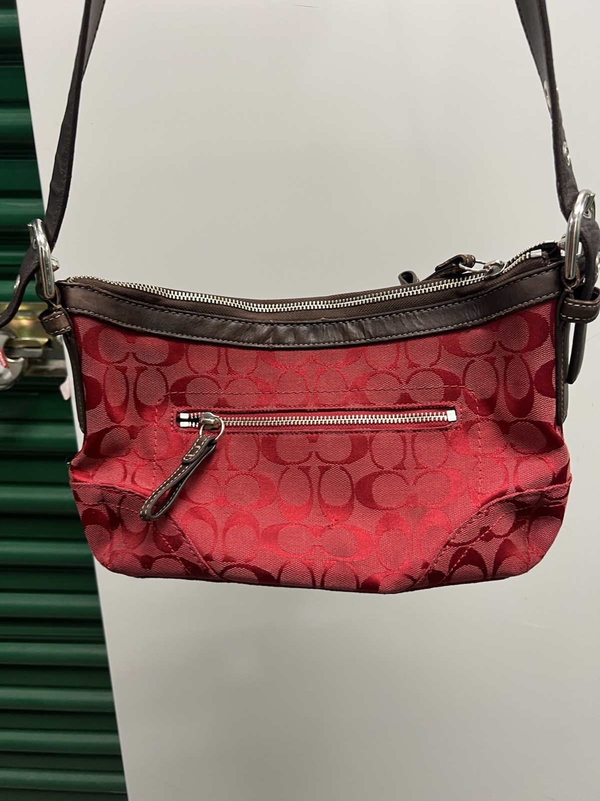 Coach Red And Brown Hobo vintage Y2K Signature C Jacquard bag purse image 2