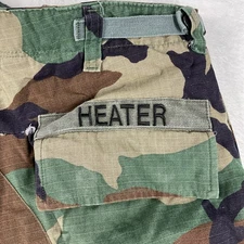 Military Issue Woodland Green Camo Pants Small Short HEATER Cool Name tag READ