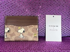 Coach x Peanuts 2025 Snoopy Slim Id Card Case CBK55 Signature Canvas Brown