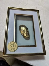 VINTAGE Sea Shell With 24k Gold in Gold Shadow Box Frame And Double Matted 7”x5”