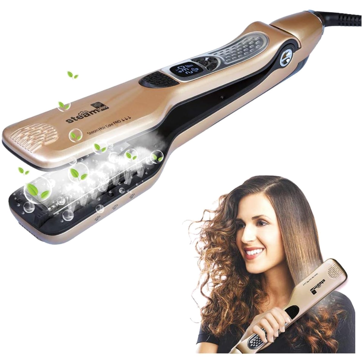 Piastra Vapore Ceramica Regolabile - Effetto Glossy e Anti-Crespo