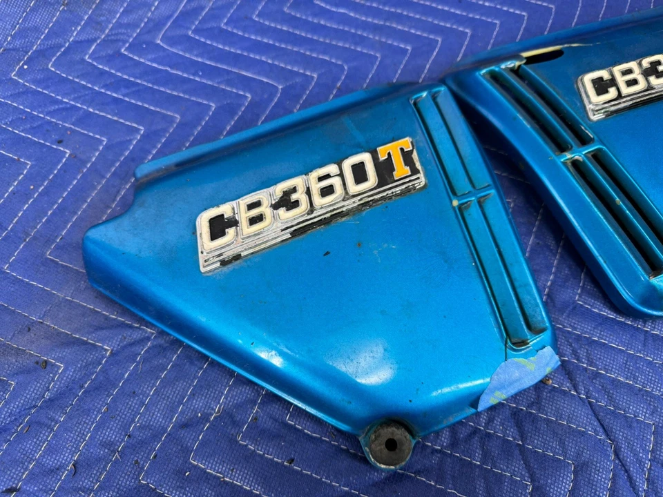 1974-1976 Honda CB360 CB360T Side Engine Panel Covers Pair L & R Moto OEM #3269E - Image 2 of 4