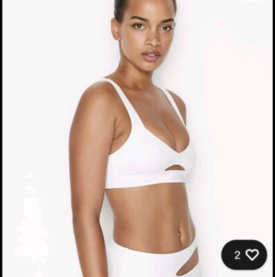 NWOT Victoria Secret Lagos Cutout Scoop Bikini Swim Top & Bottom Sz LARGE white