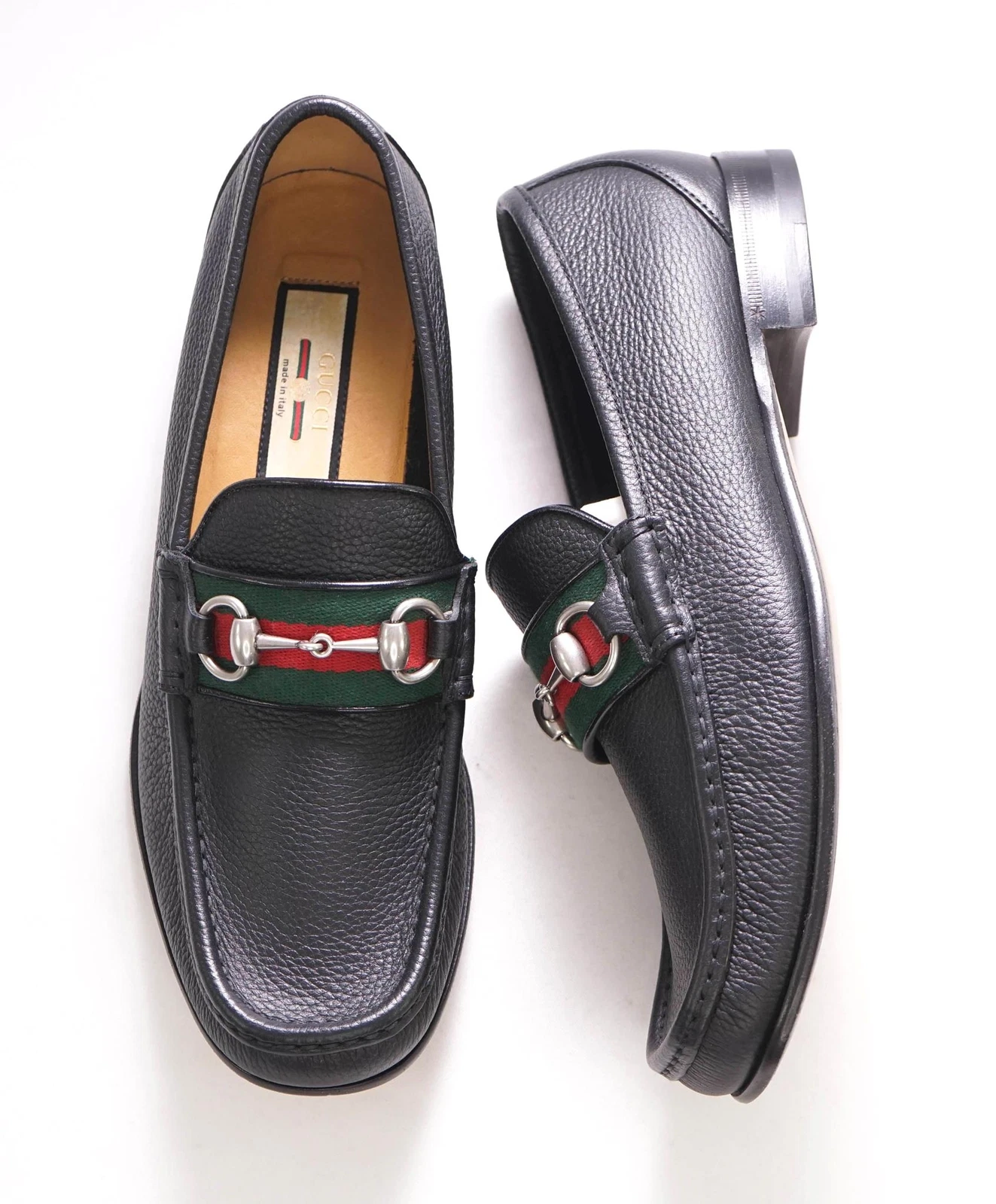 GUCCI WEB mocassins à morsure de cheval noir style emblématique 8 États Unis (7,5 G)