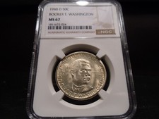 1948-D MS67 Booker T Washington Silver Commemorative NGC Certified Gem - White