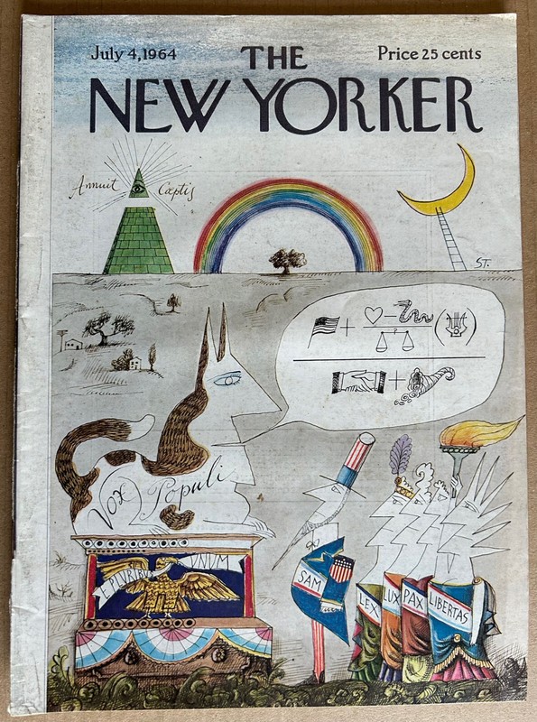 The NEW YORKER Magazine July 4, 1964. Steinberg cover. Updike, Cheever, Auden.