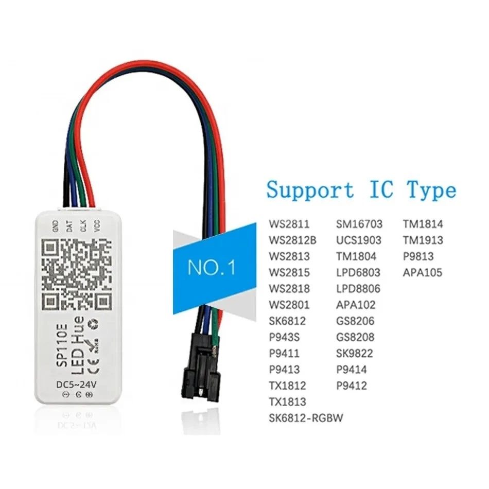 SP110E RGB Bluetooth Controller 5-24V For WS2812B SK6812 Pixel LED Strip Light - Image 2 of 4