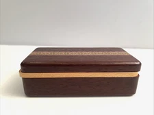 Vintage MCM Artisan Secret Locking Puzzle Box Rosewood w/Marquetry Nice Piece!