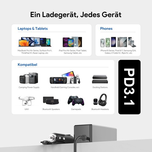140W USB-C Car Charger für MSI Titan 18 2024 i9 RTX4090 & MacBook A3113 - Afbeelding 2 van 7