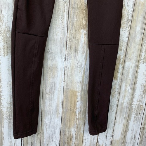 David Lerner Contrast Faux Leather Panel Leggings Black Merlot Brown XS NEW $108 - Picture 4 of 7