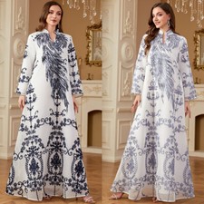 Elegant Dubai Abaya Muslim Women Long Maxi Dress Kaftan Robe Party Gown Arab New