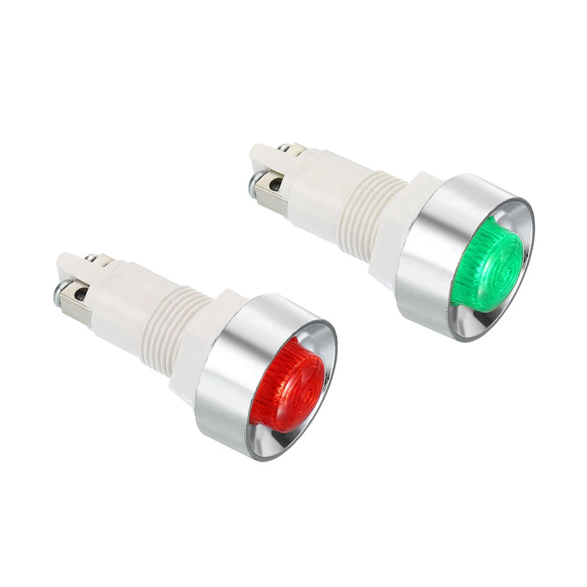 10Pcs AC 220V 12mm Signal Indicator Lights Panel Mount LED Lamp Red Green