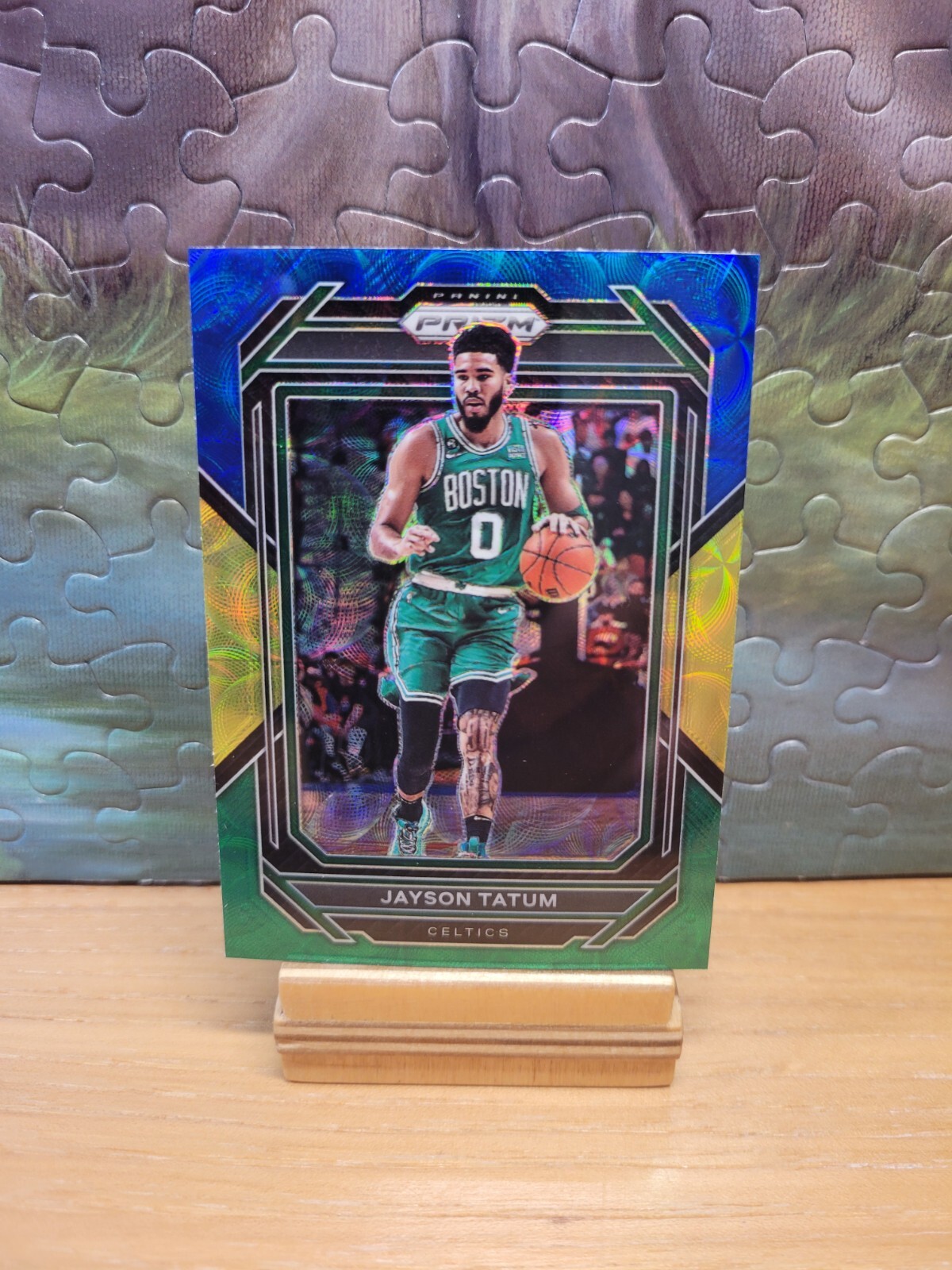 2022-23 Panini Prizm Jayson Tatum Choice Blue Yellow Green Prizm #17 Celtics