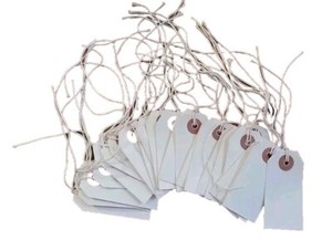 25 - MANILA INVENTORY SHIPPING TAGS SIZE #1 WITH STRING - 2 3/4"x 1 3/8"  