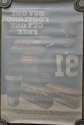 NY Giants Justin Tuck Subway Advertising 24×36 Window Sticker