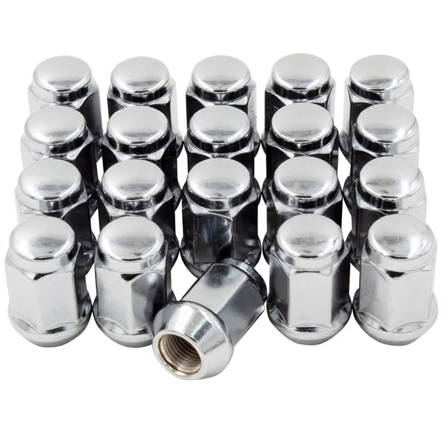 20 Chrome M12x1.75 Bulge Acorn Lug Nuts for Car (1.38" Length, 19mm Hex