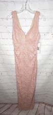 Emerald Sundae Junior Rose Pink Lace Spaghetti Strap Long Dress Prom Lined Sz M