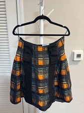 Prada Plaid A-Line Mini Skirt Dress - Orange/Black (US Size 6) Read Description