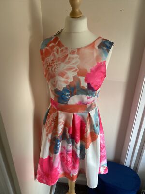 miss rebellious kleid london damen s-m und m-l nagelneu hell geblümt sommer