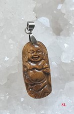 Bouddha en pierre oeil de tigre Pendentif Collier Petit entier  PROTECTION