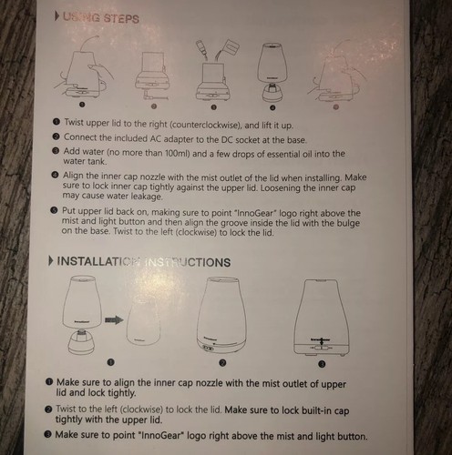 InnoGear MT-039 Aromatherapy Essential Oil Diffuser Portable Ultrasonic Diffuser - Foto 5 di 6