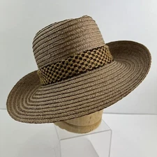 Vintage Brim Hat Woven Sultry Summer Slanted Fedora Band Size 7 1/8